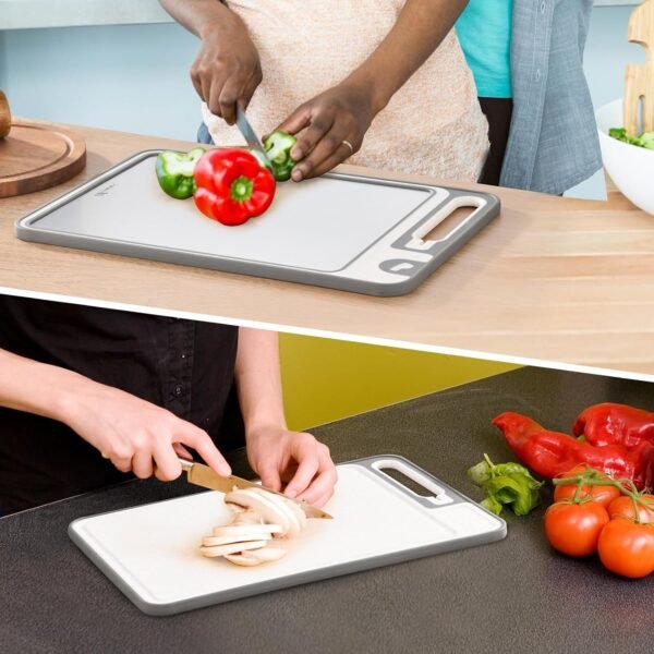 Steel Cutting Boards for Kitchen Stainless Steel Chopping Board Wheat Straw Cutting Board Built-in Grinder and Sharpener Cutting Board Double Sided Neat and Durable - Image 6
