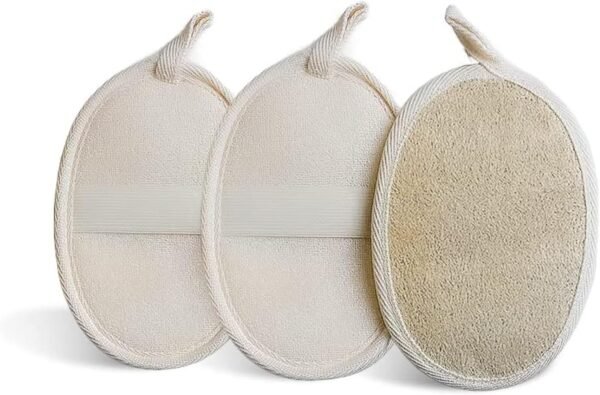 Natural Shower Loofah Sponge for Remove Dead Skin Deeply, loofah pad Made from 100% Natural loofa, exfoliating Body scrubbers are Biodegradable and eco-Friendly, Soft and Durable (Pack of 3)