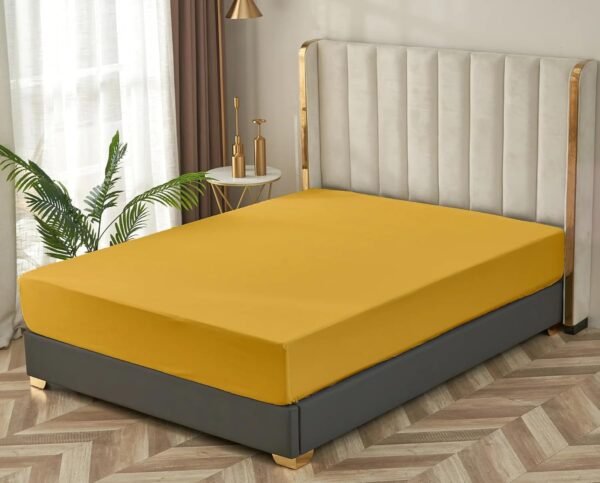 1PC Fitted Sheet| Organic Cotton| 1000 TC| | Full XL Size (54"X80") with 18" INCH DEEP Pocket| Skin Friendly|Comfy & Very Soft| Wrinkle Free| Gold