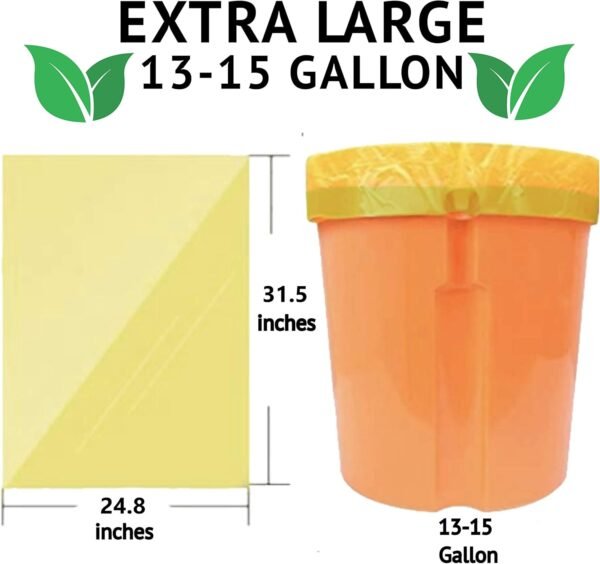 Biodegradable Trash Bags for 13 Gallon | 50 Liter Bin, Plant Based - 75 Count, Tall Kitchen Compost Bags with Drawstrings - Green Garbage Bags - 1.3 mil Thick Heavy Duty and Eco Friendly Trash Bags - Image 3