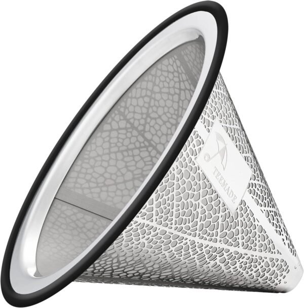 Pour Over Coffee Filter,Reusable 304 Stainless Steel Coffee Dripper,Wide Metal Base Perfect for Chemex Hario V60 Bodum & Other Coffee Makers Paperless Coffee Filter for Sustainable Brewing By TEEMADE - Image 7