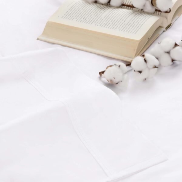 Superior Organic Cotton 300 Thread Count Flat Sheet, Percale Weave, Basic Bedsheets, Neutral Bed Cover, Bedroom, Hotel, Cute Bedding Decor, Double Hem, Lightweight Sheets, Queen, White - Image 6