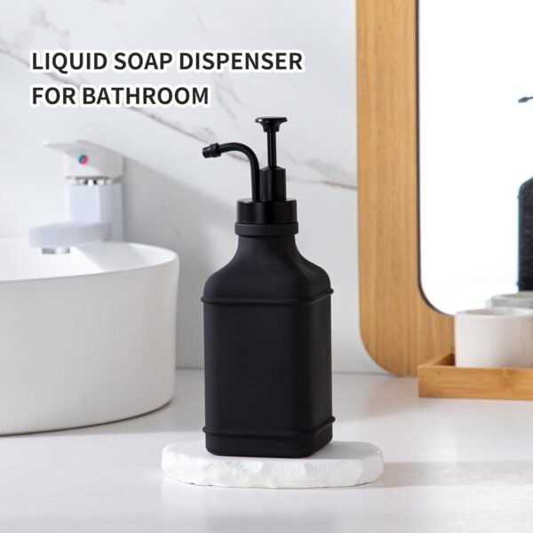 Enra Glass Soap Dispenser,17oz Black Bathroom Soap Dispenser,Hand Liquid Soap Dispensers With Stainless Steel Pump,Refillable Dish Soap Dispenser,Modern Home Soap Dispenser for Bathroom,Kitchen(Black) - Image 6