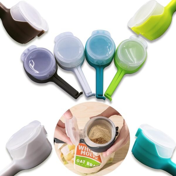 4 Pcs Bag Clip with Pour Spout, Plastic Food Storage Clips, Sealing and Pour Bag Clips for Food Storage and Organization (Mixed Color) - Image 5