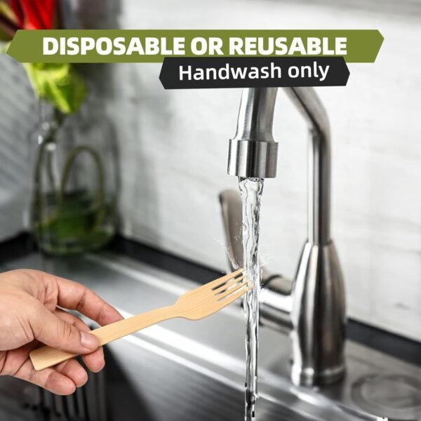 Bamboo Cutlery Set – 275-Piece Eco-Friendly, Biodegradable Utensils for Parties, Compostable and Plastic-Free Forks, Spoons, and Knives - Image 3
