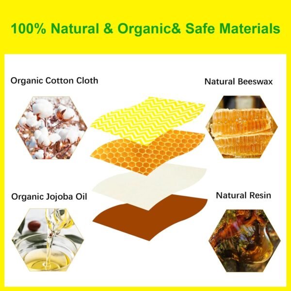 6 Pack Sealable Reusable Beeswax Food Bags, Sustainable Food Storage Containers, Easy to Clean, Easy to Use, Alternative to Plastic - Image 3