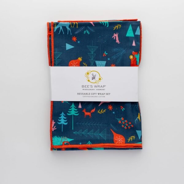 Bee's Wrap Reusable Organic Cotton Fabric Wrapping Paper, Made in the USA, Eco Friendly Furoshiki Gift Wrap, Set of 4 Fabric Wraps, Winter Wonderland - Image 9