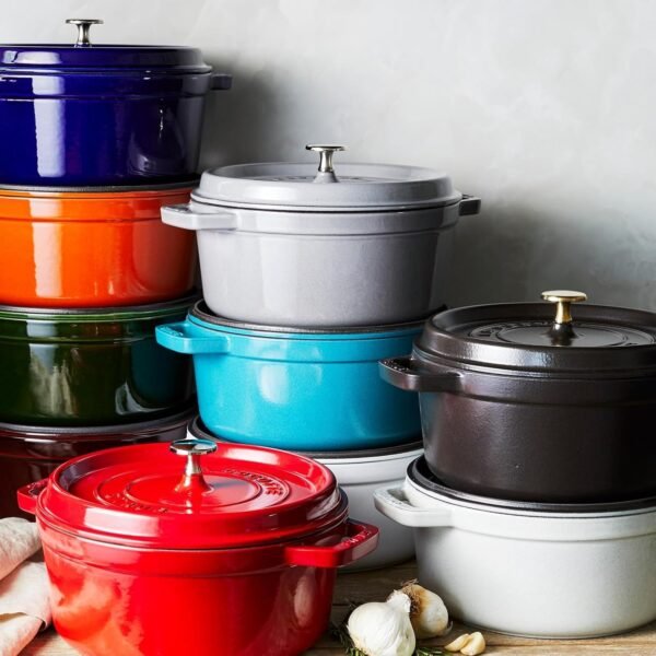 Staub Cast Iron 4-qt Round Cocotte - Turquoise, Made in France - Image 7