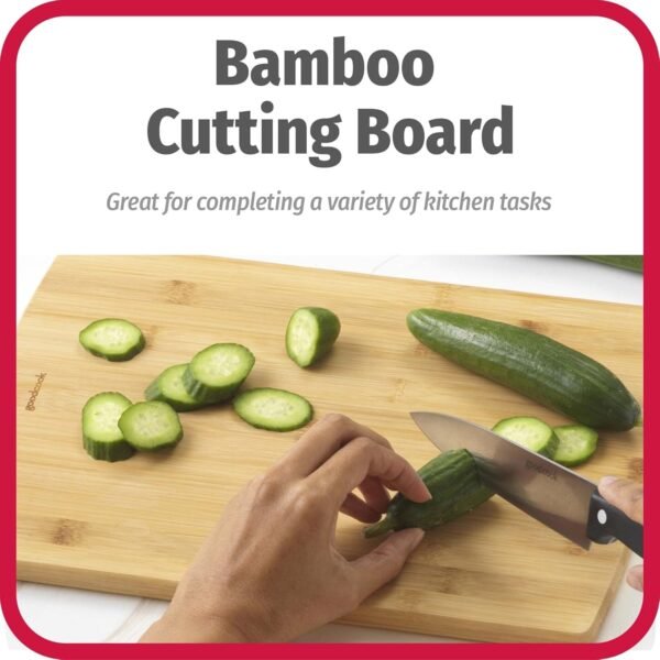 GoodCook Everyday 10" x 14" Bamboo Cutting Board, Durable Edge-Grain Wood, Moisture-Resistant, Knife-Friendly, Wooden Chopping Board for Kitchen, Low-Maintenance, Natural Bamboo - Image 2