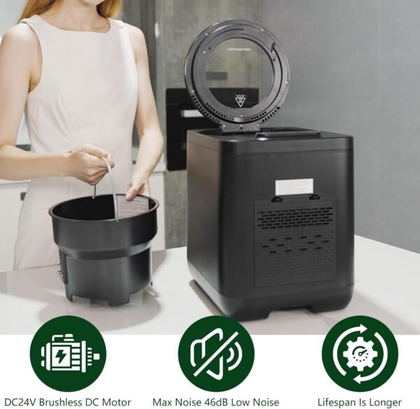 Composter | 3.8L Electric Compost Bin for Kitchen | Upgraded New Generation Blades Auto Food Cycle Compost Machine | Turn Food Waste and Scraps into Dry Compost Fertilizer for Plants - Image 3