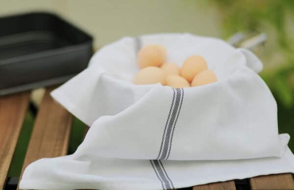 AMOUR INFINI Cotton Herringbone White Dish Towels Set of 12 - Highly Absorbent, Super Soft Tea Towel with Hanging Loops - Extra Large Quick Dry Bar Towel (16x28 Inch - Charcoal) - Image 3