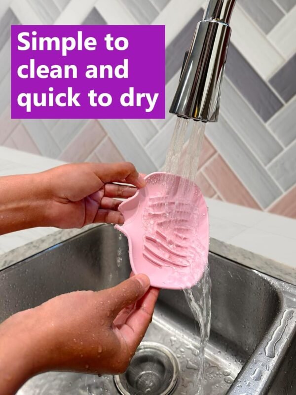 2-Pack Premium Silicone Self-Draining Soap Dish, Soap Holder, Soap Saver for Shower, Bathroom, Kitchen, Bathtub, Keep Soap, Sponge Dry, Extend Soap Life (Purple & Pink) - Image 3