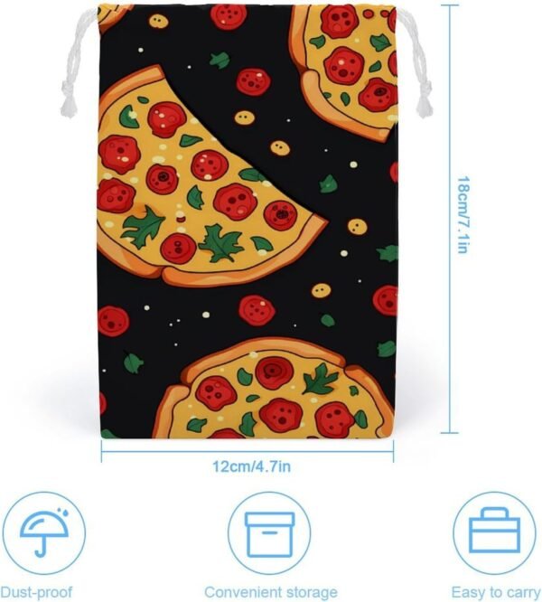 Food Pizza Drawstring Storage Bag Canvas Stuff Sack Christmas Gift Pouch Laundry Bags Reusable Cloth Shoe Bags 12 * 18cm - Image 2