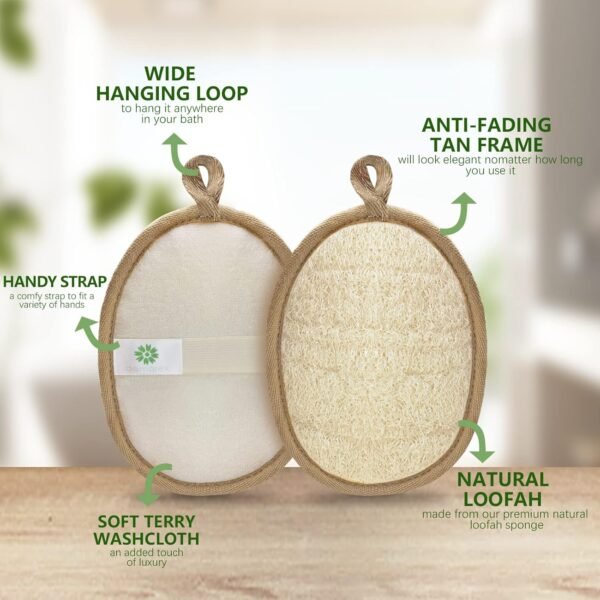 Natural Loofah Exfoliating Body Scrubber, Made with Eco-Friendly and Biodegradable Shower Luffa Sponge, Bath Shower Loofah Sponge for Women and Men, for Face and Body - Image 3