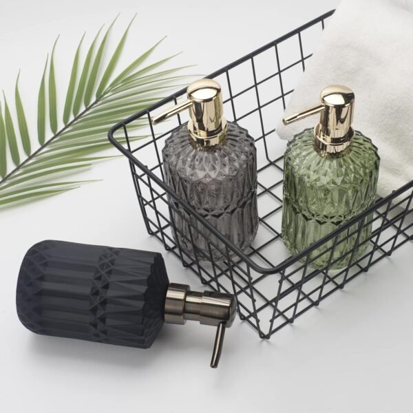 Glass Soap Dispenser Hand Soap Dispenser 12oz/390ml Soap Dispenser Bathroom Kitchen Soap Dispenser/Lotion Dispenser with ABS Plastic Pump Clear Soap Dispenser Green - Image 4