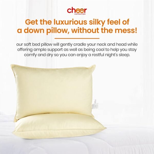 Cheer Collection Set of 2 Organic Kapok Bed Pillows, Natural Kapok Fiber Filled Sleeping Pillows with Breathable Cotton Shell, Standard Size, 20 x 28 inches - Image 6