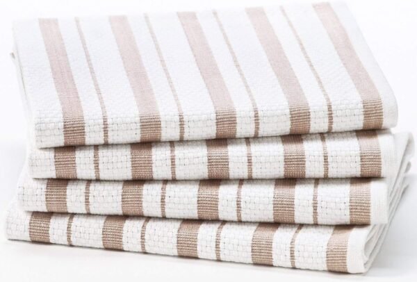 COTTON CRAFT Oversized Kitchen Towels - 4 Pack 100% Cotton Basketweave Tea Dish Towels - Absorbent Reusable Low Lint Quick Dry - Cooking Drying Restaurant Bar Cleaning Cloth Napkin -20x30 Linen Stripe