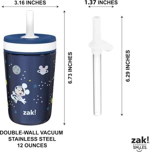 Zak Designs Disney Mickey Mouse Kelso Tumbler Set, Leak-Proof Screw-On Lid with Straw, Bundle for Kids Includes Plastic and Stainless Steel Cups with Bonus Sipper (3pc Set, Non-BPA)15 fl oz. - Image 8