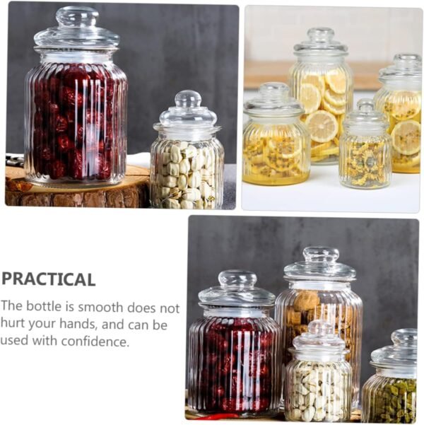 Cabilock 4pcs Glass Bottle with Lid Canister Food Storage Containers with Lids Airtight Clear Bins Storage Organization Tray Cups Pet Labels Honey Container Glass Tea Container Transparent - Image 6