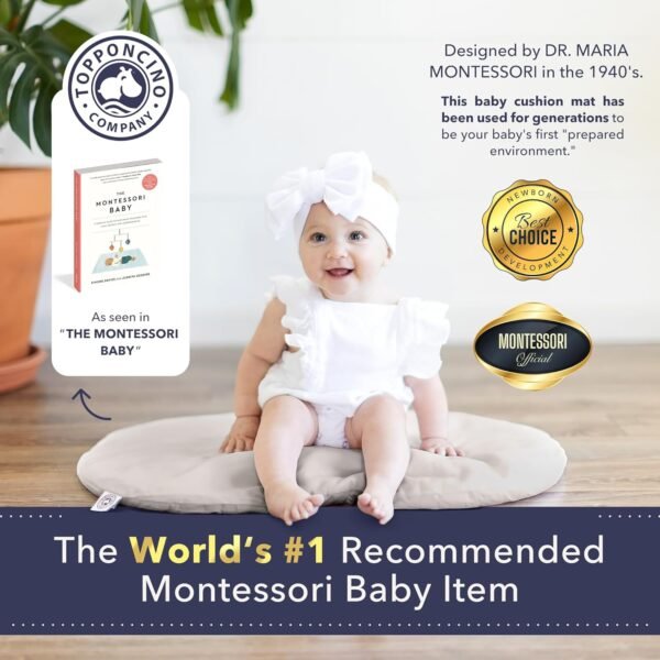 Montessori Baby Topponcino | Multifunctional Authentic Montessori Design | Simple Newborn Holding & Feeding Baby Support Pillow | Clean Infant Tummy Time Mat (Organic, Grey) - Image 7