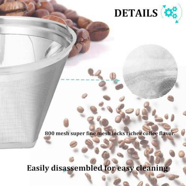 for Moccamaster Filters, #4 Coffee Filter, Coffee Filter for Technivorm Moccamaster KBGV and KBT Coffee Machines, Metal Coffee Filter, Reusable Metal Filters, With cleaning brush. 3 Years Warranty - Image 2
