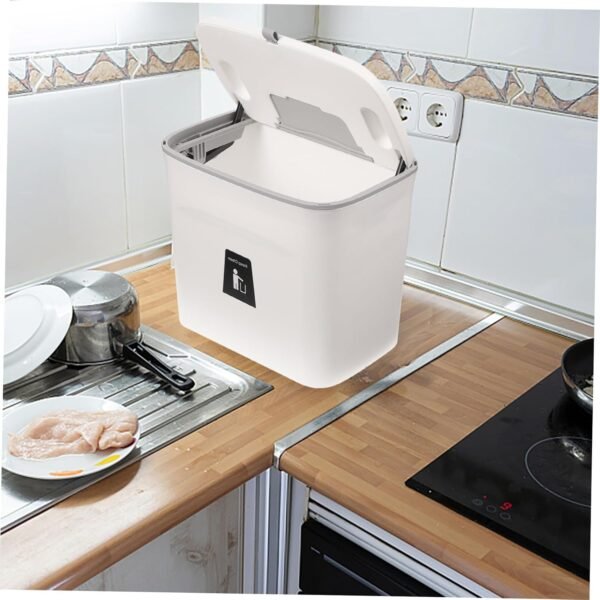 Alipis 1pc Trash Can with Lid Collapsible Compost Bin Filters Charcoal Rv Garbage Can for Trailer Kitchen Clear Hanging Trash Bin with Lid Recycle Bin Hanging Garbage Sensor Plastic White - Image 5