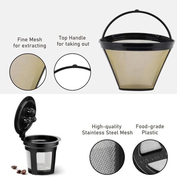 Feilifan Reusable Coffee Filter and K Cup Reusable Pod for Ninja Dual Brew Coffee Maker, Replacement Parts Compatible with Ninja CFP201 CFP300 CFP301 CFP305 CFP400 CFP451 (3 Pack) - Image 4
