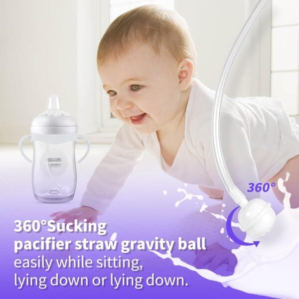 Sippy Cup Soft Conversion Kit for Philips Avent Natural Baby Bottle, Toddler Transition Kit with Silicone Sippy Spout Nipple, Weighted Straw, Bottle Handle, Cleaning Brush, 6-Pack - Image 7