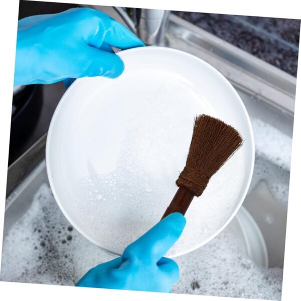 GARVALON 2 Pcs Cleaning Brush Natural Bowl Bowl Cleaners Bubble Dish Brush Pot Scouring Pads Foaming Bowl Kitchen Pot Brush Sink Scrubber Brown Wood - Image 2