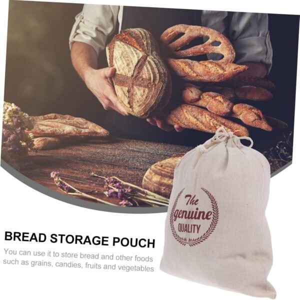 1pc Drawstring Bread Bag Linen Bread Bags Reusable Bread Bag Bread Storage Bag Unbleached Bread Bag Baguette Bread Grocery Bag Reusable Food Pouches Bag Reusable Loaf Bag Linen Bag - Image 7