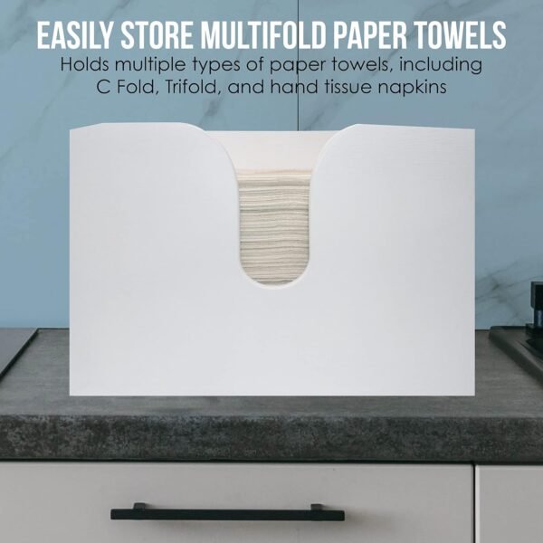 Bamboo Paper Towel Dispenser, Paper Towel Holder Wall Mount & Countertop for Kitchen and Restroom Decor - Holds Multifold Paper Towel, C Fold, Trifold Hand Tissue Napkins. - Image 2