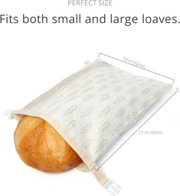 Reusable Bread Bags for Homemade Bread (2 Pack) - Cotton Beeswax Bags for Bread, Sourdough Bread Bags, XL Beeswax Bread Bag, Beeswax Bread Bags for Homemade Bread Sourdough Storage Bag, Sourdough Bag - Image 6