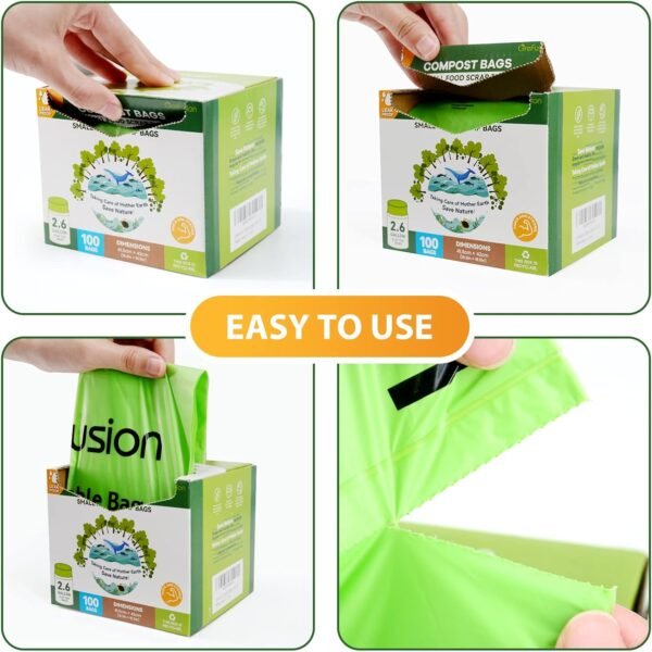 Compostable Bags for Kitchen Compost Bin, 1.2 Gallon, 125 Count, Certified by BPI and ASTM, Leakproof and Odor Control - Image 6