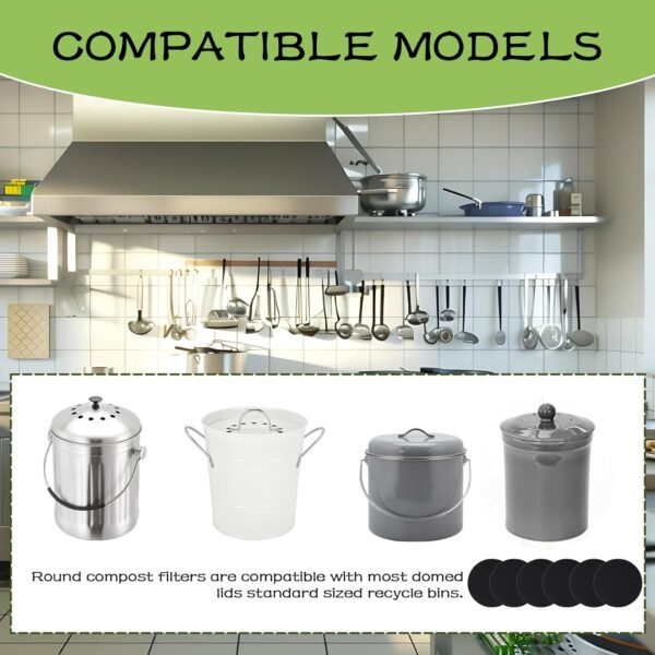 12 Pack Compost Bin Filter, 6.7 inch Charcoal Filters for Kitchen Compost Bucket Home Countertop Compost Pail Relpacement Filter - Image 6