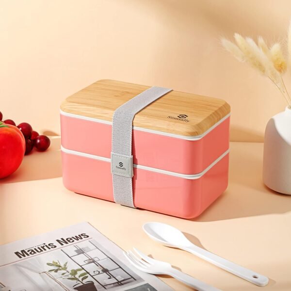 Sinnsally Bento Box for Kids and Adults, Stackable Japanese Bento Lunch Box Containers for Teens/Women with Compartments(47oz),Modern Lunch Containers with Utensil Set,Leak-Proof Lunchbox,Rectangle - Image 4