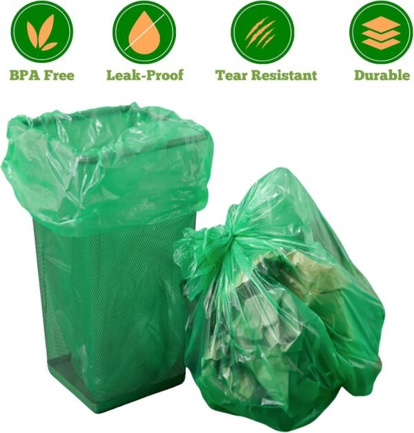 Tall Kitchen Biodegradable Trash Bags 13 Gallon (120 Bags) Eco-friendly Medium Green Garbage Bag 55 Liter Landfill-Friendly Can Liners Portable Camping Toilet Bags Made With epi (120 count) - Image 6