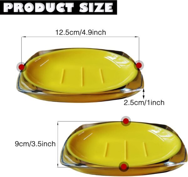 Soap Dishes 2PCS, Premium Soap Holder, Soap Saver Lightweight Portable Easy Cleaning Soap Box for Bathroom Shower Kitchen Washing Room Toilet,Soap Accessory Rack (Yellow) - Image 2