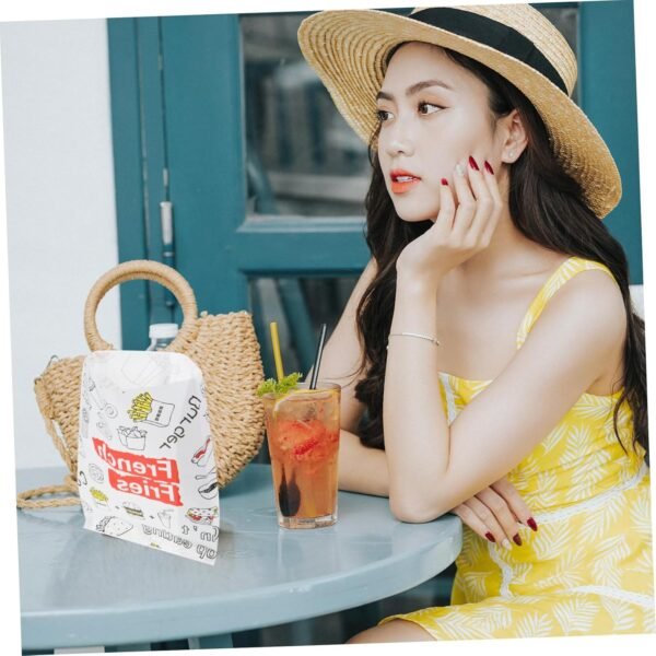 300pcs French Fries Greaseproof Paper Bag Reusable Juice Pouches Lunch Bag Containers Food Containers Large Zip Lock Bags Reusable Drink Pouches Popcorn Tote Bag Snack Wrapping Bag - Image 7