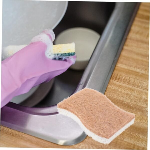9pcs Kitchen Dish Sponge Dishwashing Scrubber Kitchen Cleaning Sponges Bowl Wash Sponges Wok Sponge Scrubber Pads Scouring Pad Dish Cleaning Sponges Natural Kitchen Sponges Sisal - Image 5