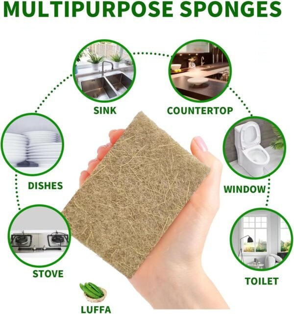 Natural Scoring Pads (５Pack) - EMIN Non Scratch sisal Biodegradable Cleaning Sponge pad - Scrubbing Pad for Kitchen Cleaning, Dishes and Pots - Eco Friendly - Image 5