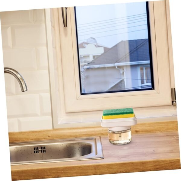 Presser Liquid Dish Soap Dispenser Sink Soap Dispenser Dishwash Sink Strainer Human Faucet Two Automatic Soap Dispenser Double Dispensers Sponge Rinse Drainer Soda Glass - Image 7
