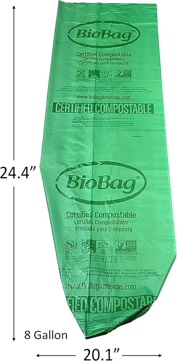 BioBag (USA) The Original Compostable Bag, 8 Gallon, 500 Count, 100% Certified Compostable Trash Bag Liners for Food Waste, Extra Strong and Durable - Image 7
