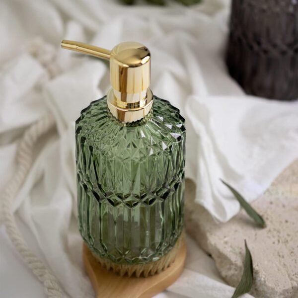EMPO Clear Glass Soap Dispenser with ABS Plastic Pump, Crystal Lotion Dispensers for Kitchen Sink, Bathroom (Green) - Image 8