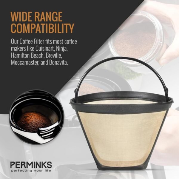 Reusable Cone Coffee Filters #4 - Cuisinart Coffee Filter Replacement, Cone Filters for Ninja, Hamilton Beach & Breville Coffee Maker, Moccamaster Coffee Filters, Bonavita Replacement - 1pc - Image 3
