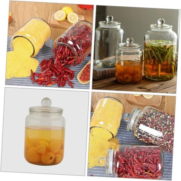Zerodeko 2sets Glass Jar Jars Sugar Food Storage Containers with Lids Biscuit Canisters Airtight Coffee Container Measuring Cups Bottle Airtight Container Pickle Flip Jar Condiment 2pcs*2 - Image 8