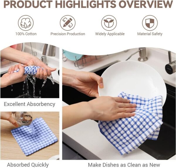 Egles 12 Packs Kitchen Dishcloths 12x12 Inches 100% Cotton Kitchen Dish Cloths for Washing Dishes Scrubbing Wash Cloths Dish Towels Sets (Mix Color) - Image 3