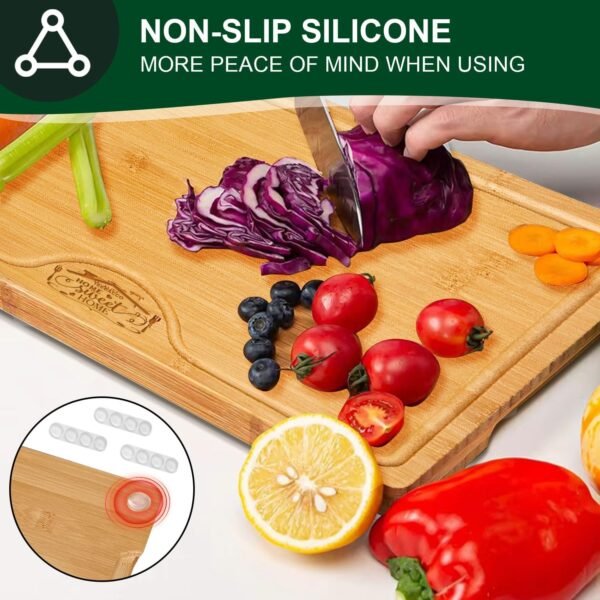 Totally Bamboo Cutting Boards for Kitchen - Wood Cutting Board Set with Juice Grooves, Wooden Non Toxin Cutting Boards, Chopping Boards, Charcuterie Boards, Serving Boards, Max Size 15" x 10" - Image 9