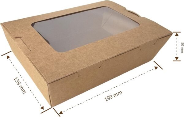 60 Pack 40 OZ Take Out Food Containers Kraft Brown, Microwavable Paper to Go Boxes, Disposable Cardboard Lunch Meal Food Box with Clear window for Restaurants, Catering and Parties - Image 2