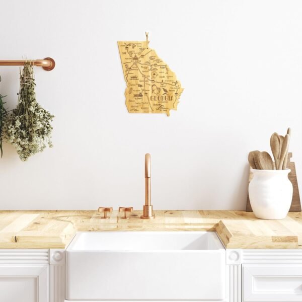Totally Bamboo Destination Georgia State Shaped Serving and Cutting Board, Includes Hang Tie for Wall Display - Image 3