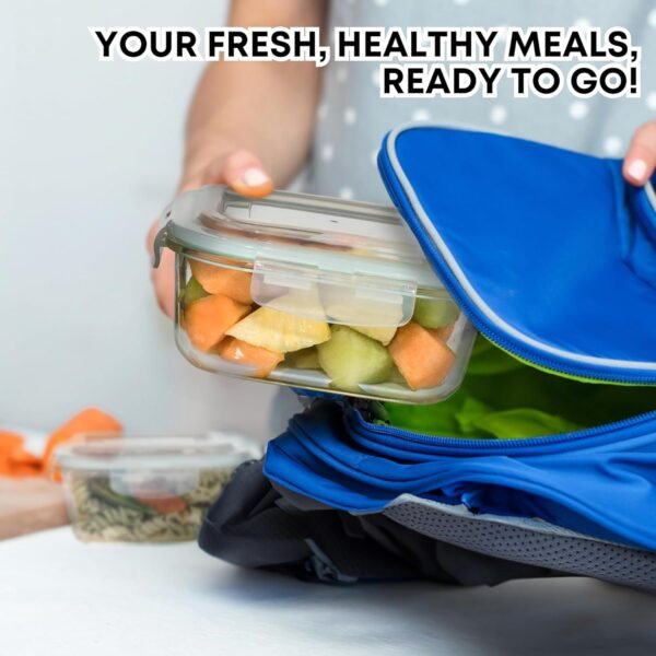 Razab 6 PC Square Glass Food Storage Containers with Airtight lids (74, 40 & 27 oz) Kitchen Glass Meal Prep Containers Set for Freezer Reusable Leftover Lunch Boxes, Oven, Microwave, Dishwasher Safe - Image 8